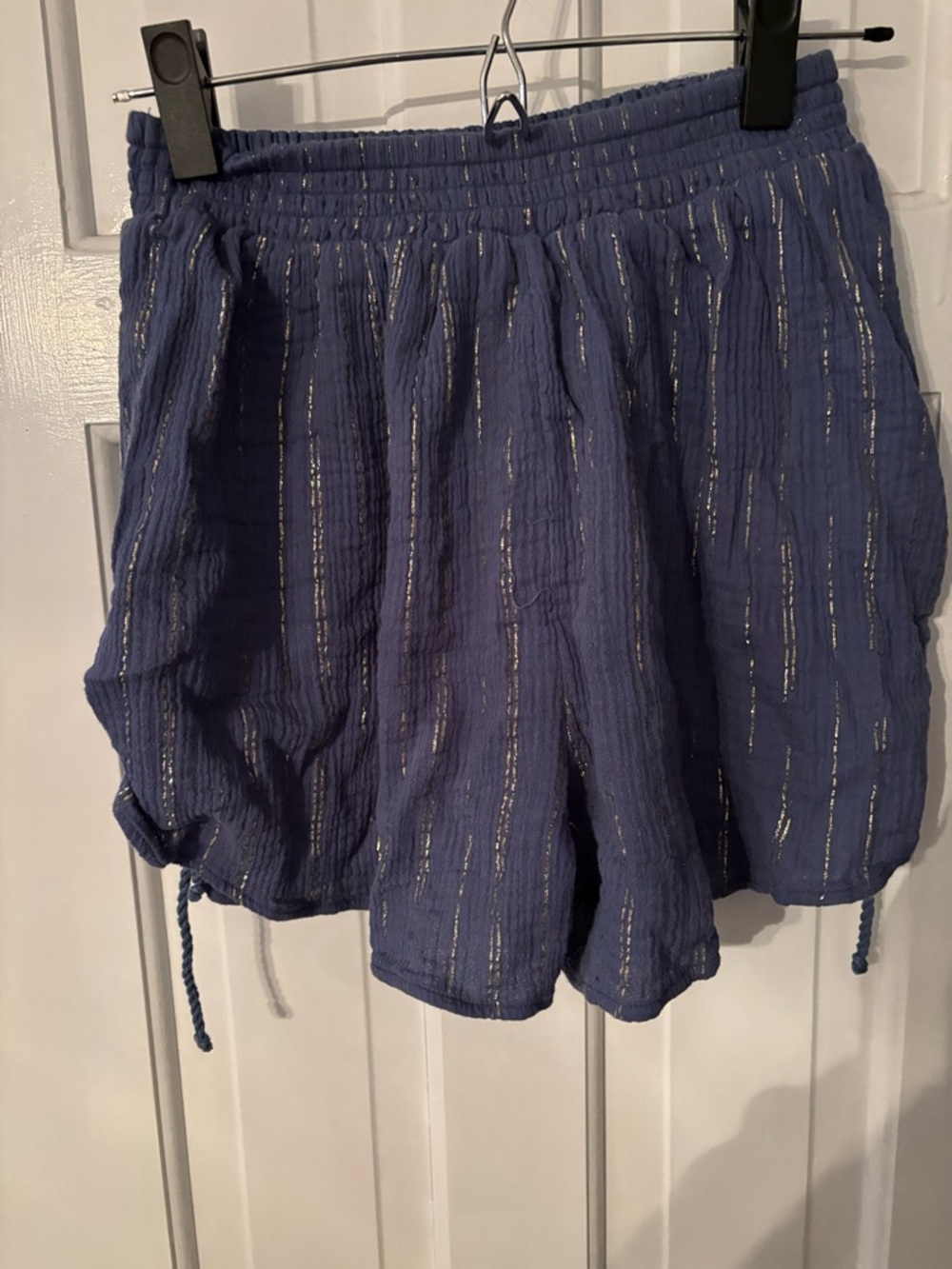Aerie Blue Metallic-Stripe Women's Elastic Waist Shorts